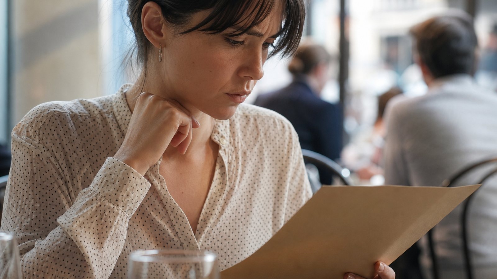 Client attentif à sa commande interrogeant le serveur sur la composition d'un plat